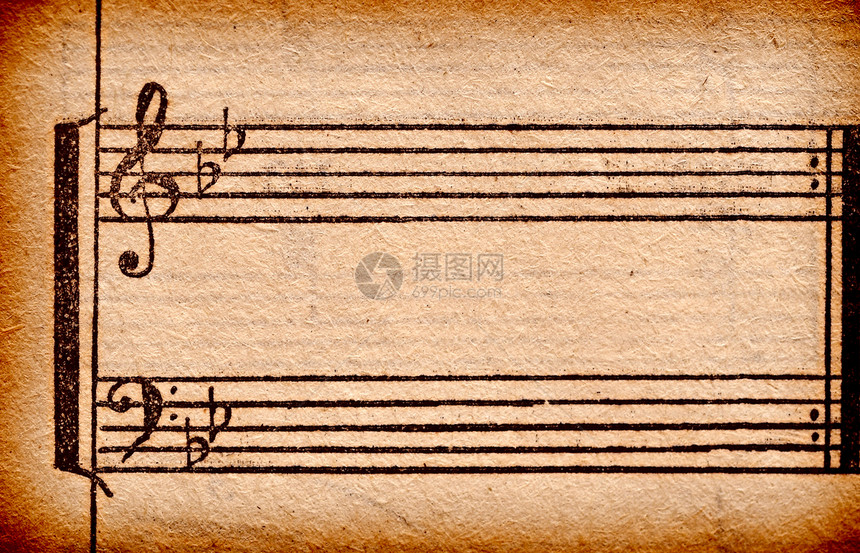 在旧纸页上的音乐笔记 用于背景乐器宏观作曲家交响乐歌曲圣歌音乐会乐队音乐家旋律图片