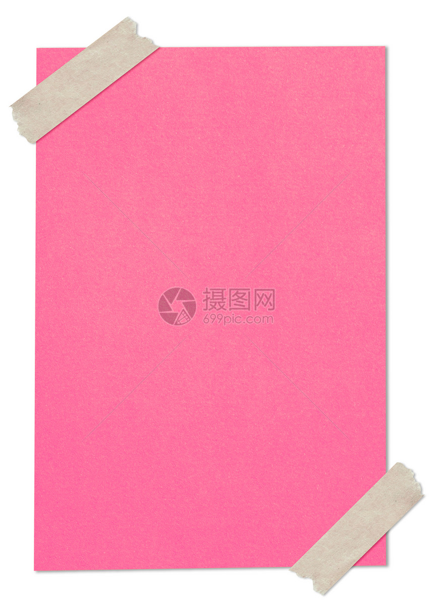 粉红色空白纸 夹着棕色胶带记忆文档粉色办公室贴纸白色软垫磁带床单收藏图片