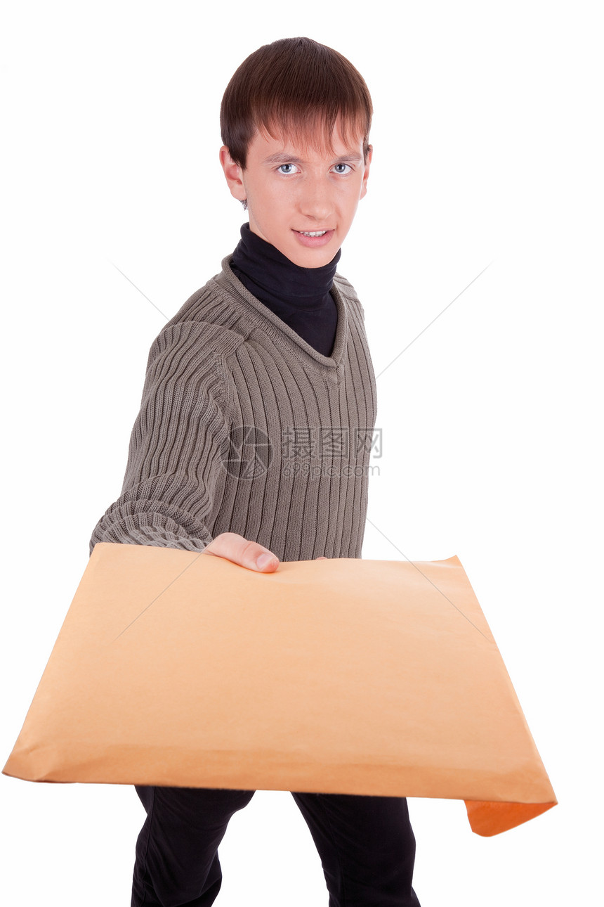 带包裹的快递员男生场景运输送货成人角色纸盒男人服务速度图片