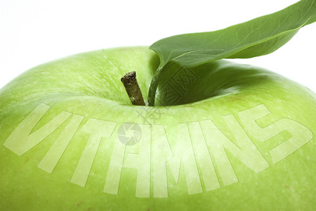 绿苹果花朵维生素食物水果绿色背景图片