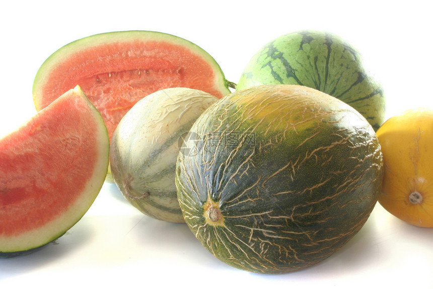 各种瓜类果锥蜜瓜沙拉维生素水果果汁美食切口饮食剪裁图片