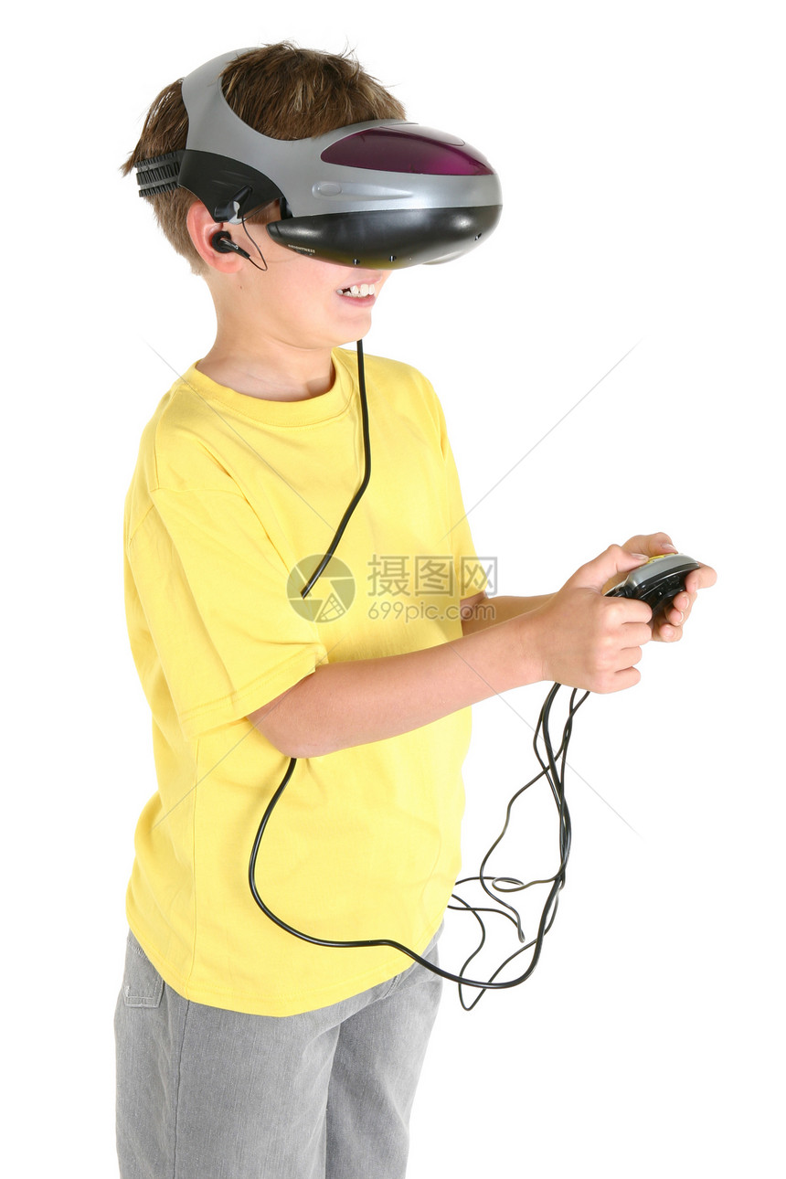 虚拟现实游戏娱乐享受闲暇青年时间爱好男生白色男孩们乐趣图片