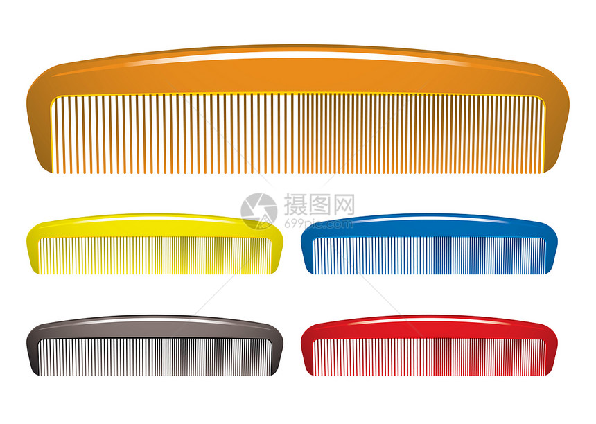 孔体牙齿红色黄色发刷头发收藏塑料工具治疗反射图片