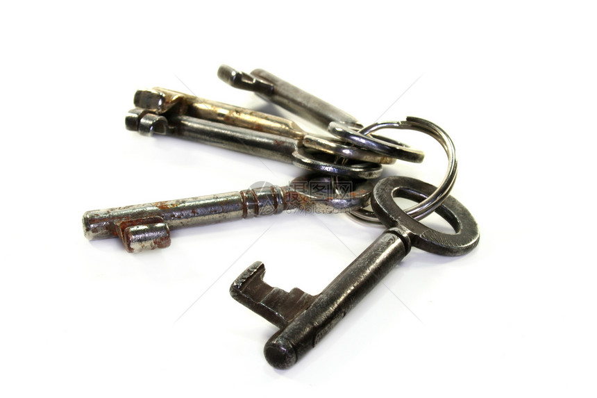 一组密钥钥匙安全金属圆柱房门古董解决方案风霜地窖钥匙圈图片