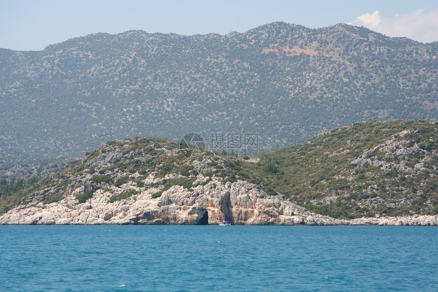 地中海火鸡海岸波浪石质帆船绿色航行快乐游艇岩石图片