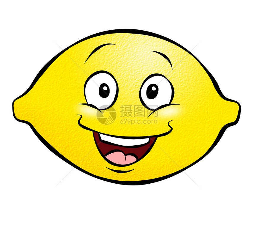 卡通柠檬黄色卡通片水果插图快乐微笑图片