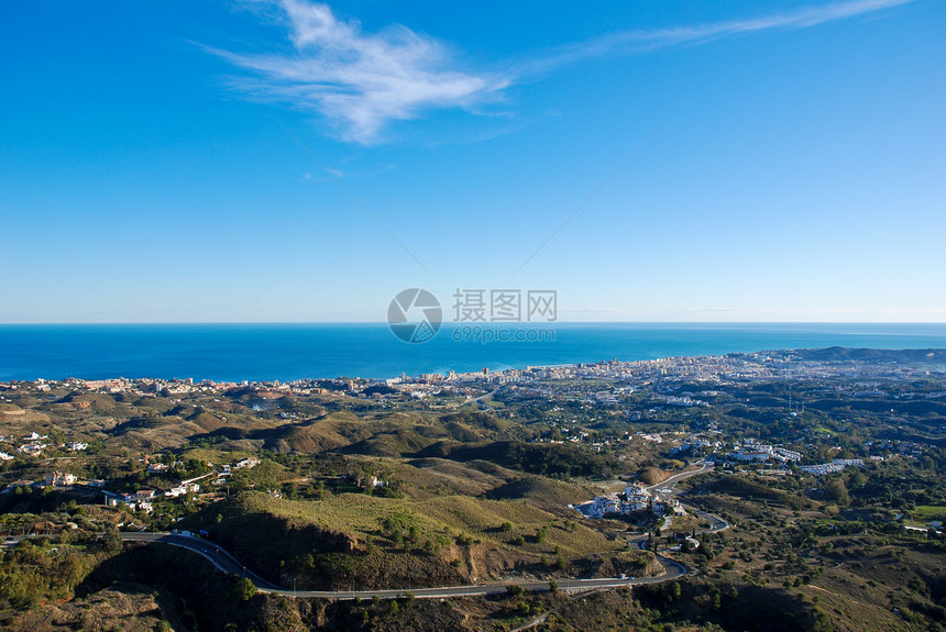 城市风景城市摩天大楼海滩全景景观蓝色旅游树木天空丘陵图片