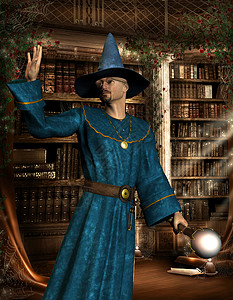 招纳贤士图书馆里的魔术师背景
