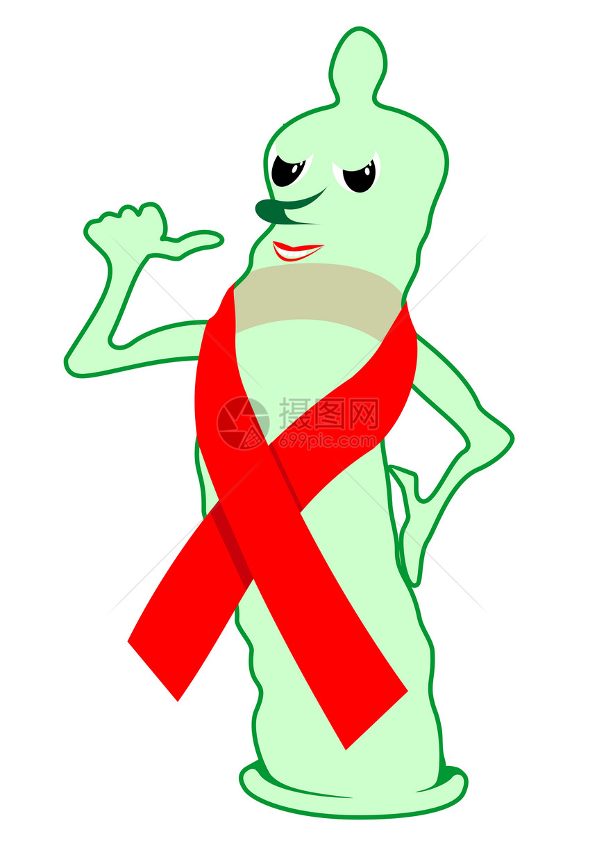 带抗艾滋病红丝带的避孕套套图片