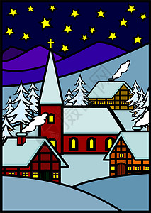 圣诞节冬季村背景图片