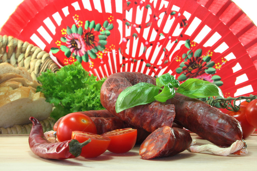 西班牙语Salami市场小吃肉食香菜香肠图片