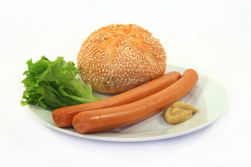 维纳香菜食品厨房食物香肠营养沙拉面包膳食图片