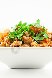 猪肉和番茄菜 泰国北部食品午餐小吃餐厅盘子蔬菜桌子食物文化美食服务背景图片