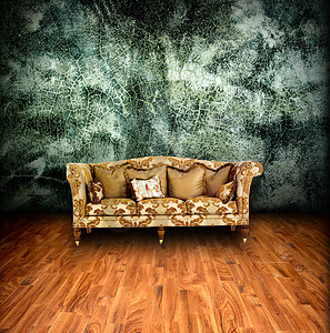 带有经典沙发的内地土房风格扶手椅插图装潢木头奢华家具椅子皮革座位背景图片