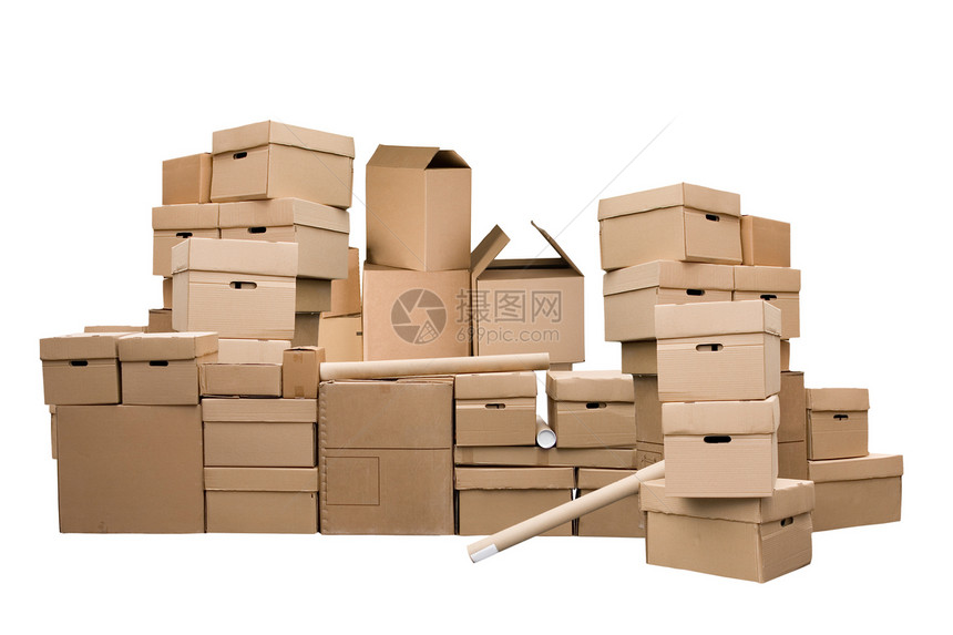 棕色不同的纸板盒盒子办公室商品财产运输标签船运储存纸板店铺图片