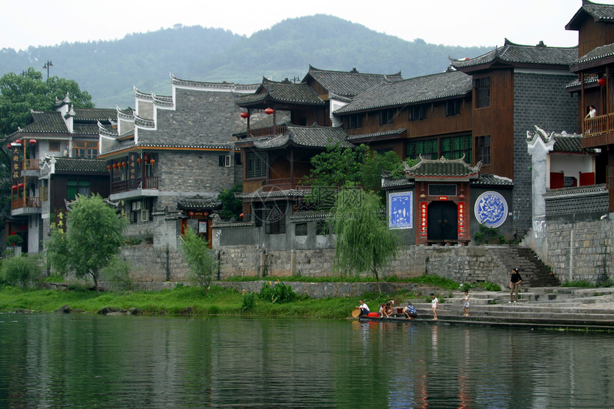 中国 湖南 湖南西部 凤凰城 风景 旅游 风景区 风景区人类城门历史建筑设施水面工程河流用水水利图片