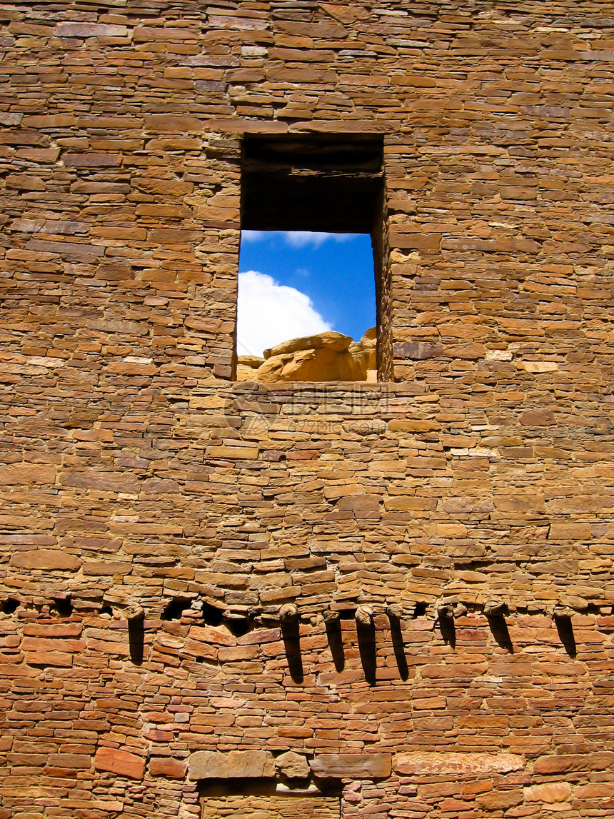 美国北墨西哥州查科峡谷的建筑石头房子砖块遗产历史砂岩中观住宅角落图片