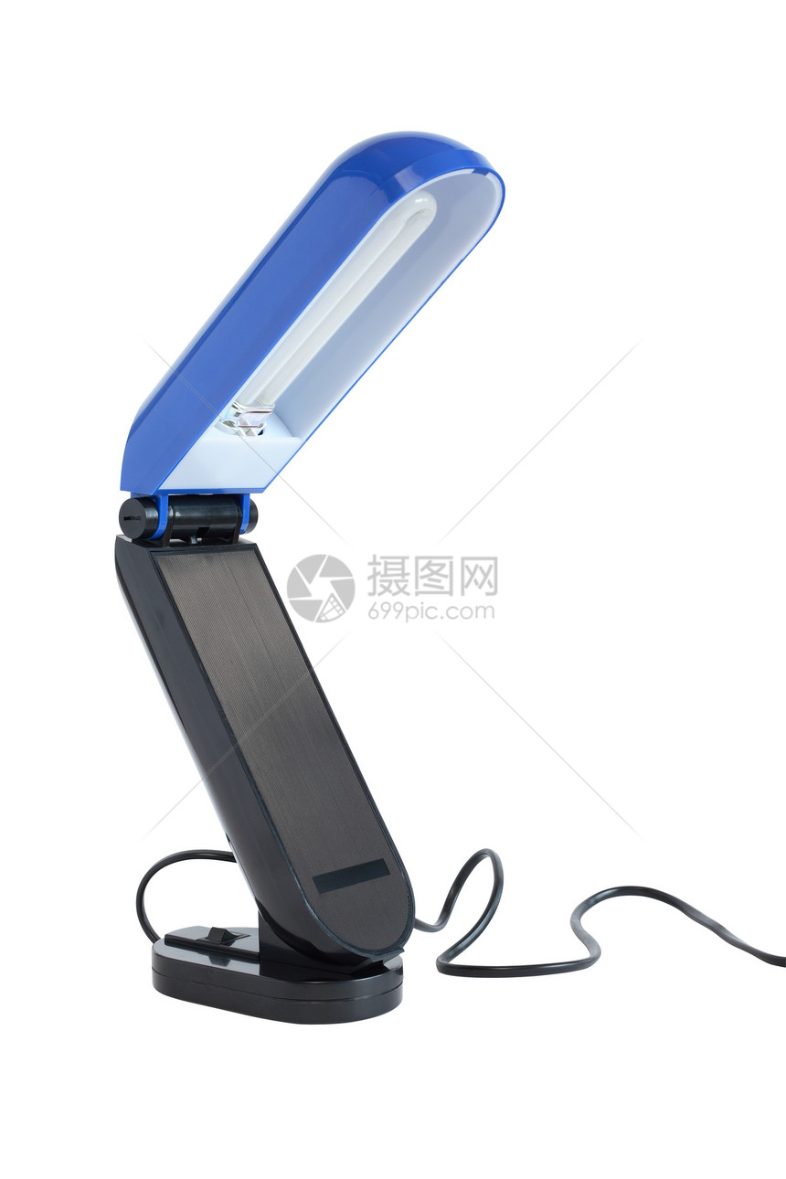 蓝桌灯工具灯光办公电灯台灯电缆活力蓝色设备对象图片