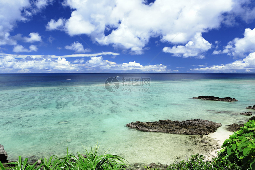 霍基那瓦海滩天堂旅行海浪海景假期珊瑚蓝色珊瑚礁海洋热带图片