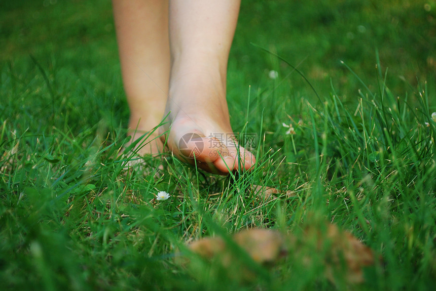 脚在草丛中女士身体绿色脚趾图片