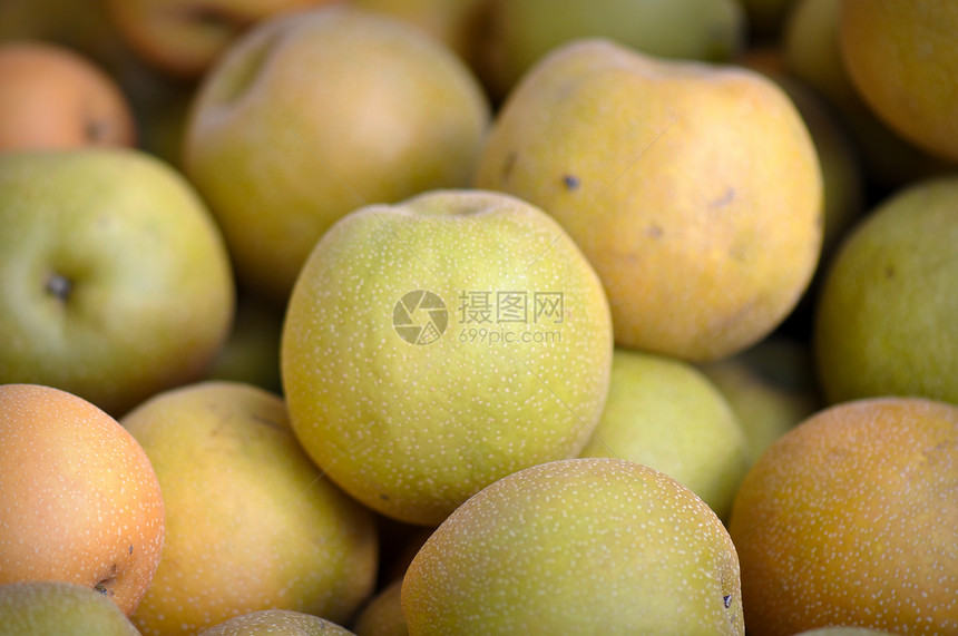 亚洲梨梨农业收成花园园艺叶子黄褐色水果小吃甜点生长图片