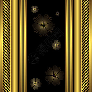 金色带子装饰黑色和金色框架插画