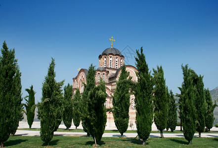 格拉查尼察修道院纪念碑信仰基督建筑教堂崇拜宗教教会高清图片