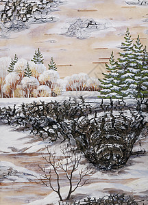 雪画ps素材手工制作的白桦树高清图片
