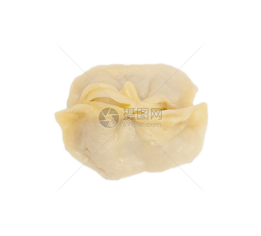 俄罗斯传统食品“manta”在白色上被孤立图片