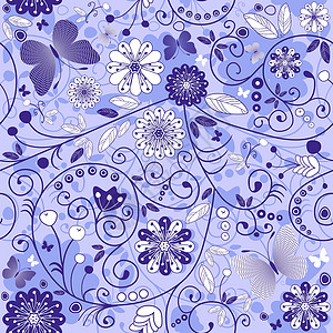 无缝植物花粉紫蓝色形态背景图片
