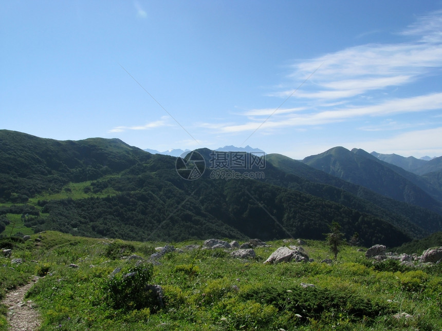 山山脉石头花朵山丘斜坡风景高原高地植被高山全景图片