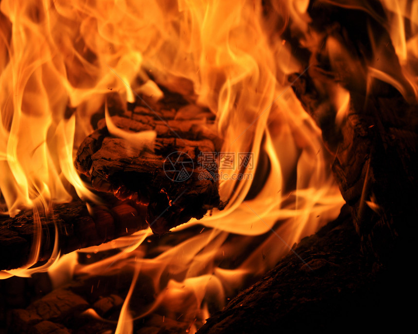 火灾背景木头火焰橙子营火黄色图片
