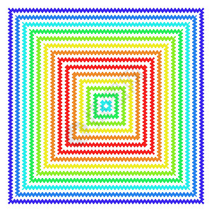 Zigzag 边框框架彩虹插图正方形背景图片