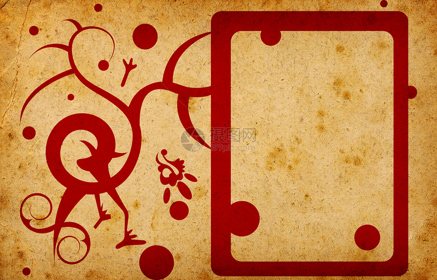 Retro 风格纸张背景艺术边界墙纸粮食划痕插图框架红色噪音拼贴画图片