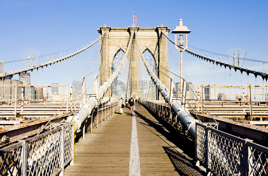 美国纽约市曼哈顿布鲁克林大桥位置旅行景观建筑学电缆建筑地标桥梁建筑物风光图片