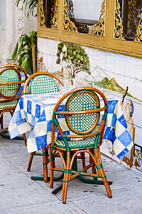 美国纽约市曼哈顿小意大利餐饮区 曼哈顿市政世界桌子餐厅外观椅子位置城市街道背景图片