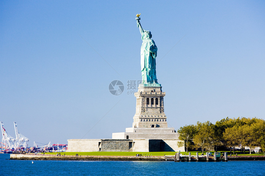 自由岛和自由女神像 美国纽约地标雕像世界外观位置自由雕塑纪念碑旅行图片