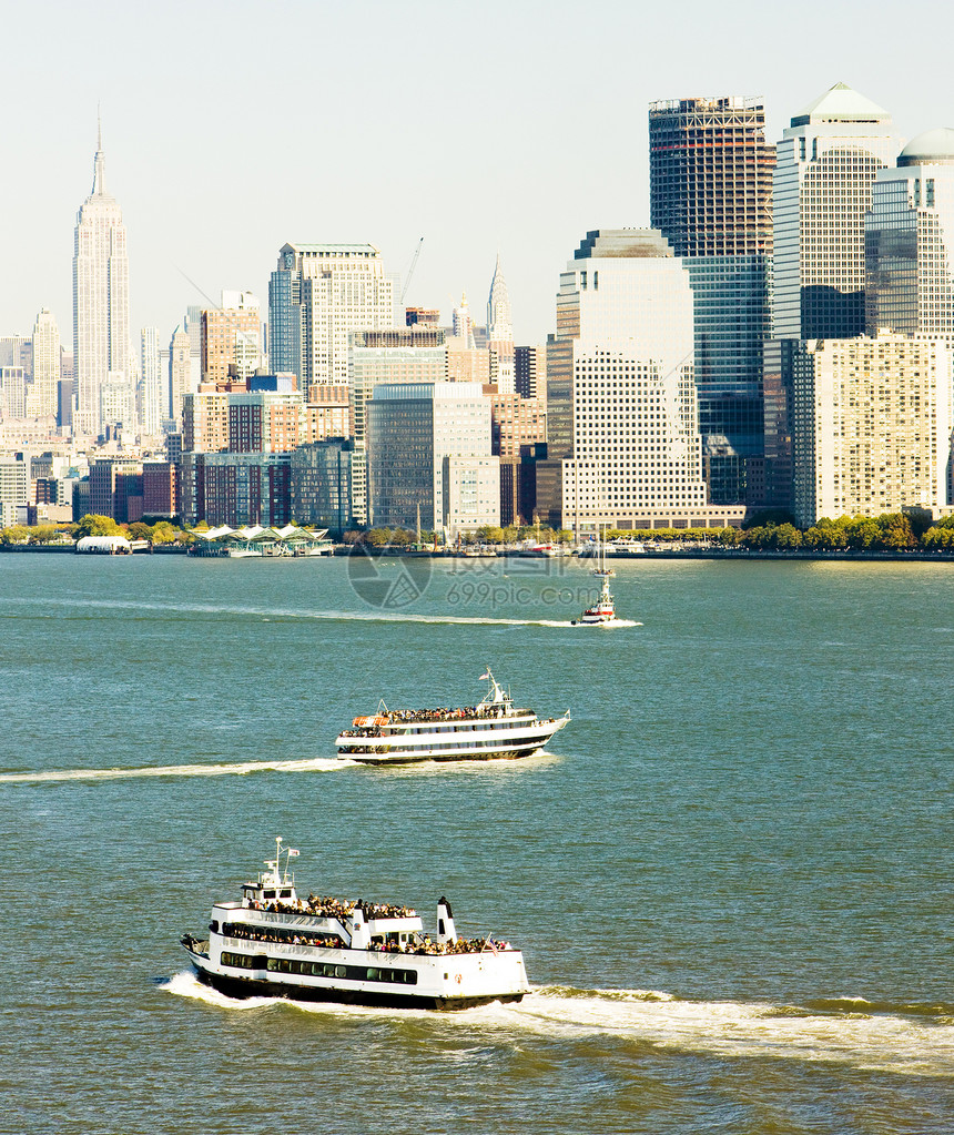 美国纽约市曼哈顿外观世界帝国市政建筑物建筑摩天大楼城市位置地标图片