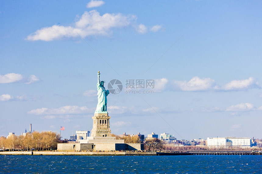 自由岛和自由女神像 美国纽约旅行纪念碑位置自由地标雕塑世界外观雕像图片