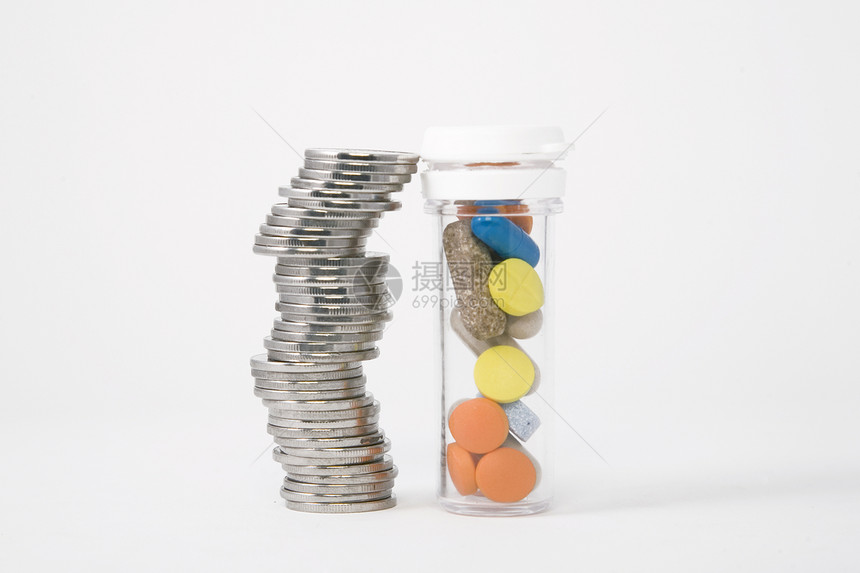 货币和药丸保险账单剂量药店现金胶囊医院宏观食物疾病图片