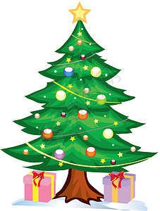 圣诞树松树装饰品礼物背景图片