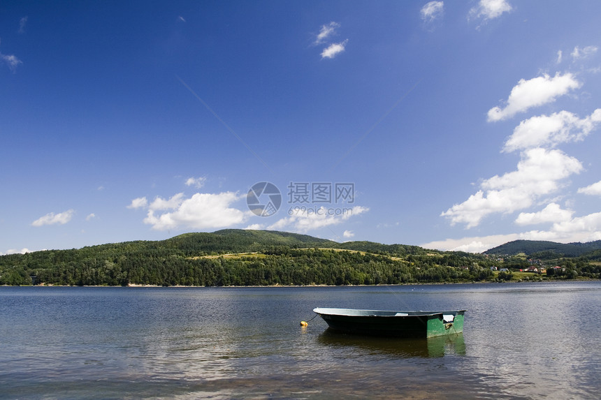 湖跳闸巅峰风景全景天际衬套蓝色太阳绿色苔藓图片