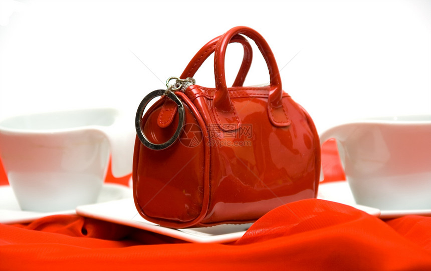 红色优雅购物皮革零售手袋化妆品配件销售纺织品白色钱包图片