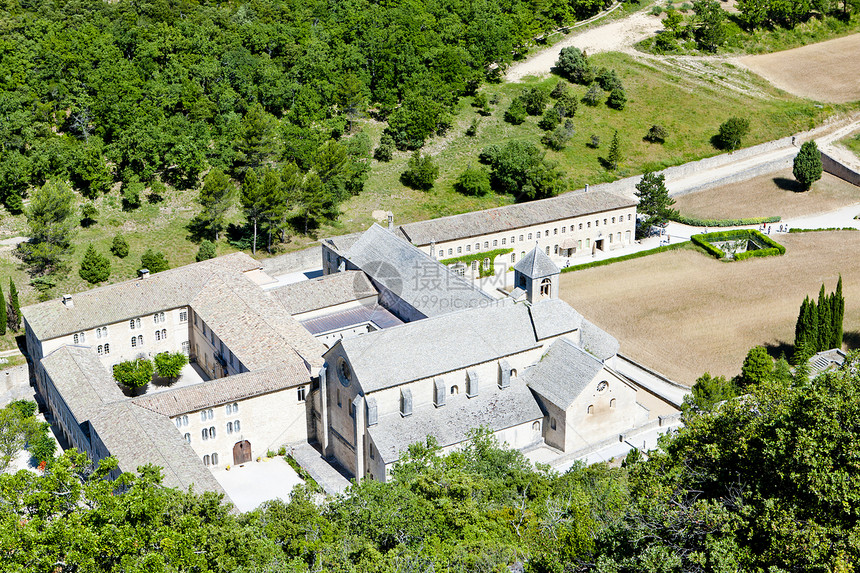 法国普罗旺斯普罗旺斯Senanque修道院景点建筑学旅行历史历史性外观位置教会世界鸟瞰图图片