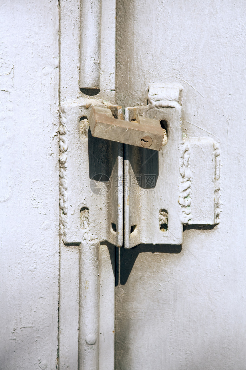 铁门建筑锁孔房子闩锁宏观挂锁入口力量历史警卫图片