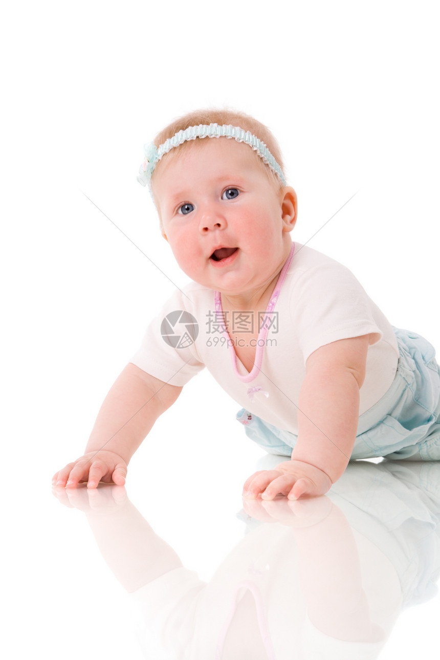 婴儿宝宝孩子喜悦微笑粉色幸福好奇心快乐白色女孩孙子图片