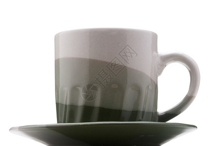 陶瓷杯绿色制品食物飞碟黏土杯子灰色陶瓷工具背景图片