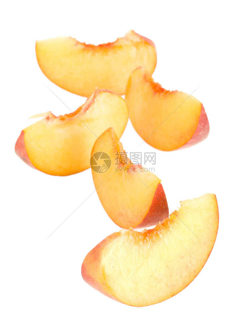 桃平和的桃子宏观水果食物团体工作室黄色红色图片