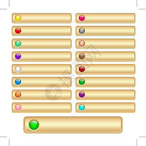 彩色按钮长方形Web 按钮金插图酒吧长方形网页互联网圆形浏览器设计网络电脑插画
