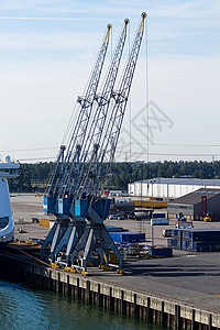 港口工业和大起重机码头高清图片素材